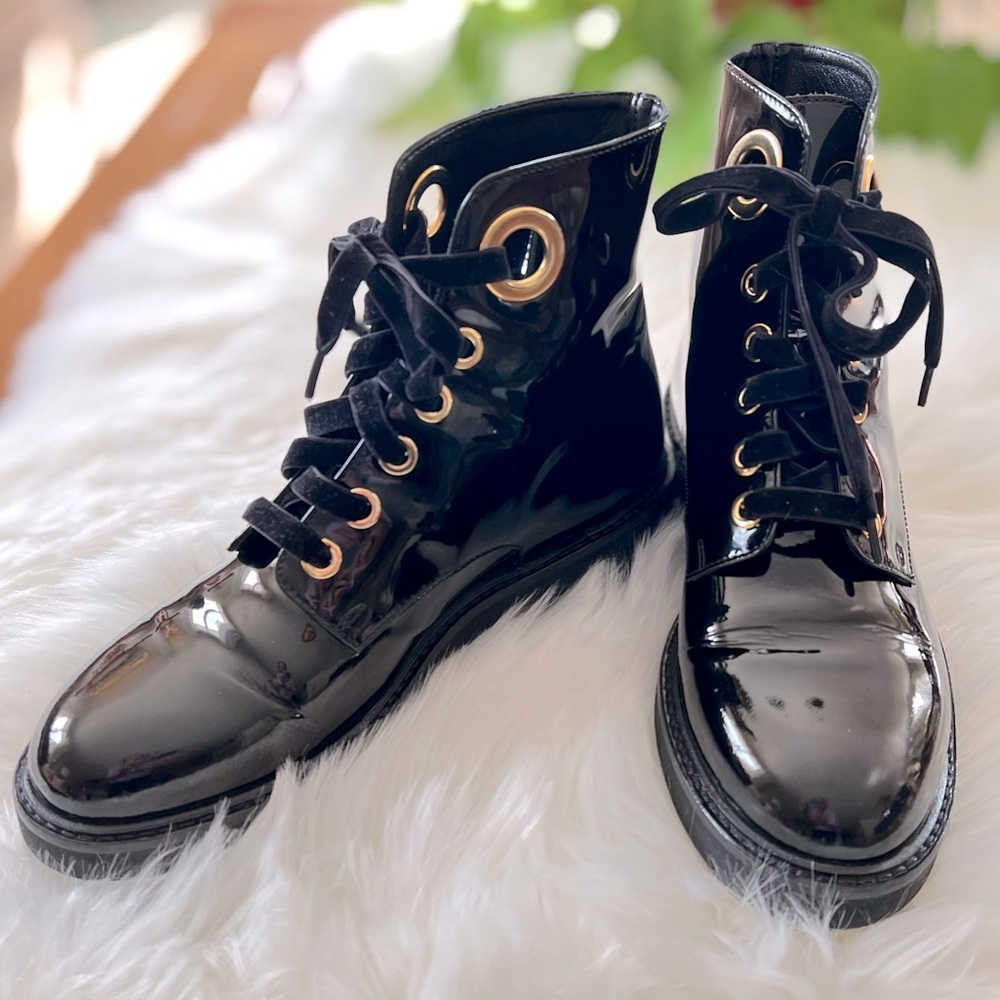 AGL Patent Leather Combat Boot